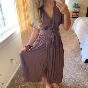 Urban Outfitters Brown Midi Wrap Dress